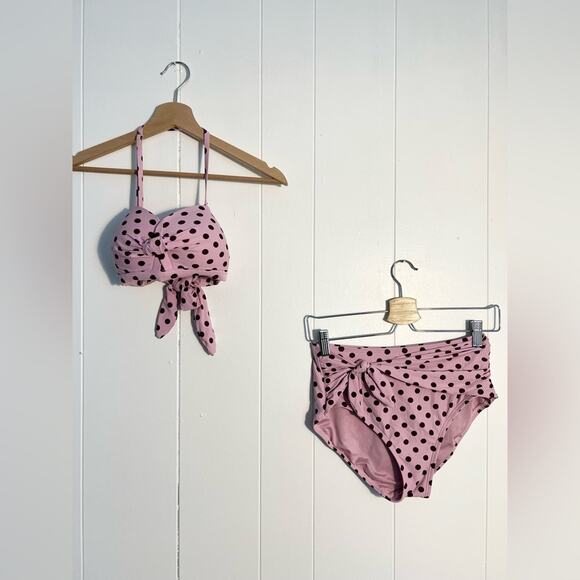 kate spade Other - Kate Spade bikini SET lia pink polka dot high waist retro